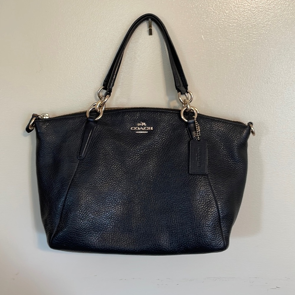 Vintage Coach purse black with silver accents.